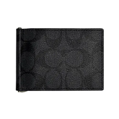 COACH Кошелек Billfold с покрытием Холст Мини Женский Черный