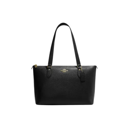 COACH Gallery Крестообразная текстура Кожа Одно плечо Сумка Большой Женские Черный