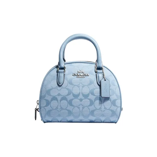 COACH Sydney Холст и Кожа Сумка через плечо Сумка Маленькая Женская Светло-Синяя