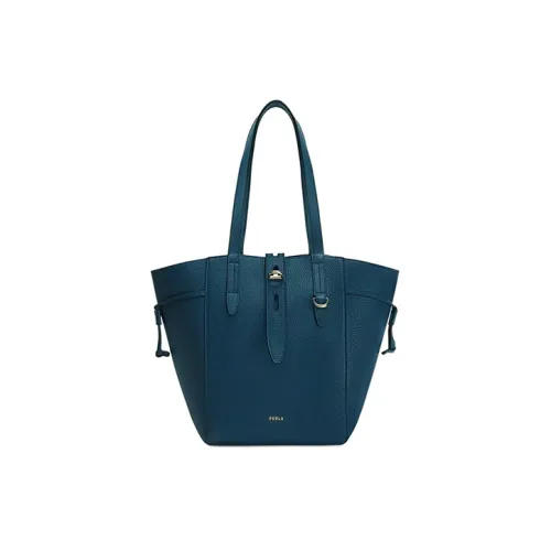 Furla Net Collection Рельефная Телячья Кожа Тоут Сумка Сумка для покупок Сумка через плечо Сумка среднего размера Женская Морской Синий