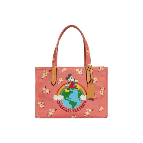 COACH Disney Коллаборация Recycled Tote Ткань Сумка через плечо Сумка Обычный Женские Коралловый