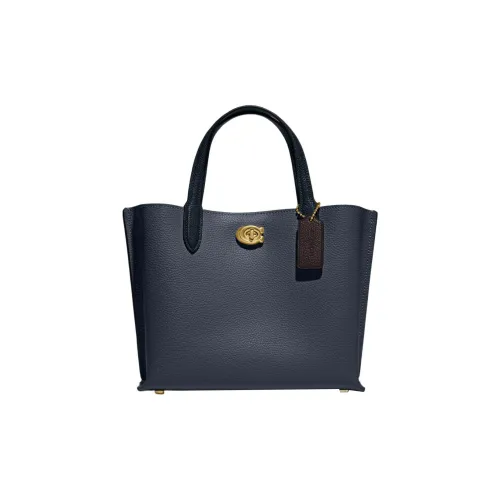 COACH Willow GRAIN LEATHER Тоут Сумка Сумка для покупок Сумка через плечо Сумка на одно плечо Средняя Женская Джинсовый синий