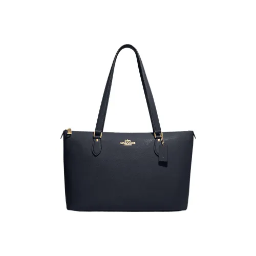 COACH Gallery Крестообразная текстура Кожа Тоут Сумка Сумка для покупок Сумка Сумка через плечо Большая Женская Полночный синий