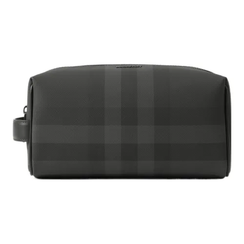 Burberry Гладкая кожа Комбинированный Путешествие Сумка для хранения с Сумкой для туалетных принадлежностей Мужской Угольный серый