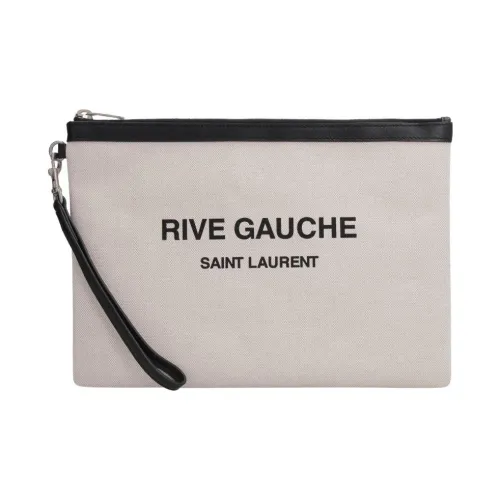 SAINT LAURENT Linen Canvas Clutch Bag Women's Gray SAINT LAURENT Льняная холщовая сумка-клатч для женщин серого цвета