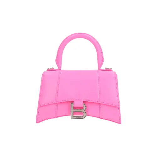 Balenciaga HOURGLASS Телячья кожа Сумка Hourglass Портативная Сумка через плечо Сумка на плечо Женская Неоново-розовая