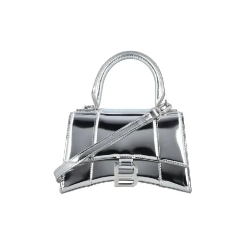 Balenciaga HOURGLASS Телячья кожа Через плечо Одно плечо Сумка Экстра малый Женская серебряная