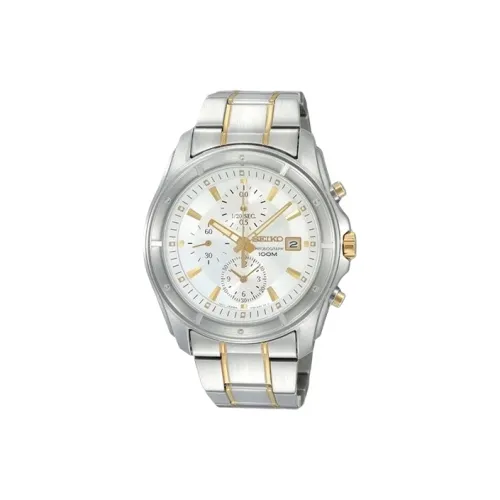 SEIKO Chronograph Series Кварцевый механизм Часы Мужские Белый циферблат