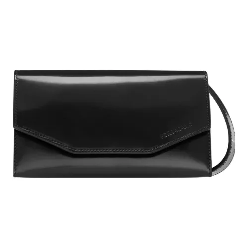 FERRAGAMO Блестящая сумка для вечернего туалета из коровьей кожи клатч на одно плечо через плечо мини мужской черный