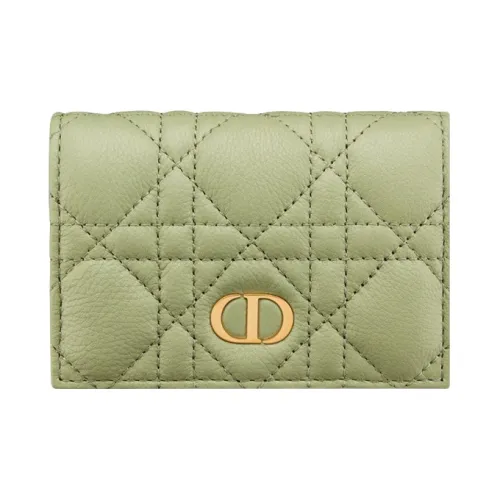 DIOR Caro Мягкий Телячья кожа Кошелек Экстра Маленький Женский Зеленый