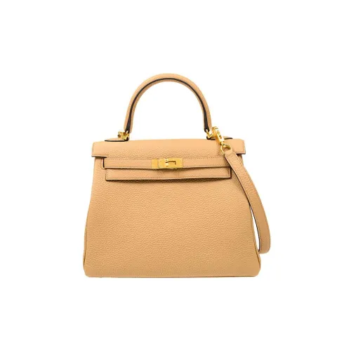 HERMES Kelly Коровья кожа Togo Сумка Kelly Сумка через плечо Сумка Женская 0M Chai Молочно-чайный