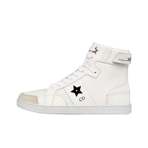 DIOR Star Платформа Высокие Топы Стильные Скейтбординги Женские Белые