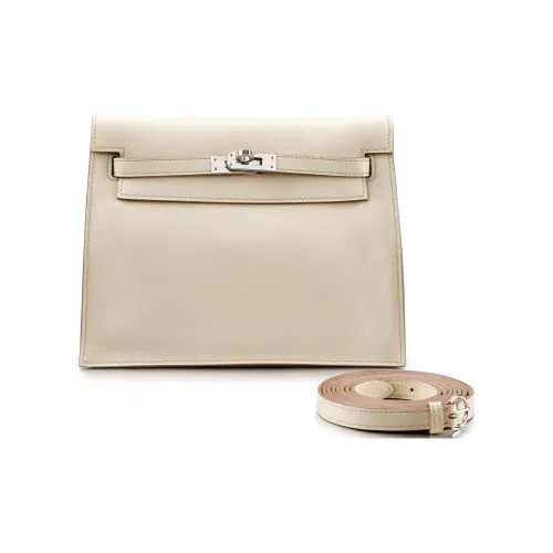 HERMES Kelly Danse Evercolor Телячья кожа Одно плечо Через плечо Клатч Женские 8L Бетон Ледниковый белый