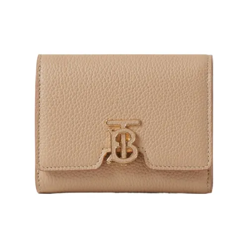 Burberry Рельеф Телячья кожа Кошелек Маленький Женский Пшенично-бежевый