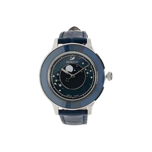 Swarovski Женские часы Кварцевый механизм кожаный ремешок 39 мм синий циферблат