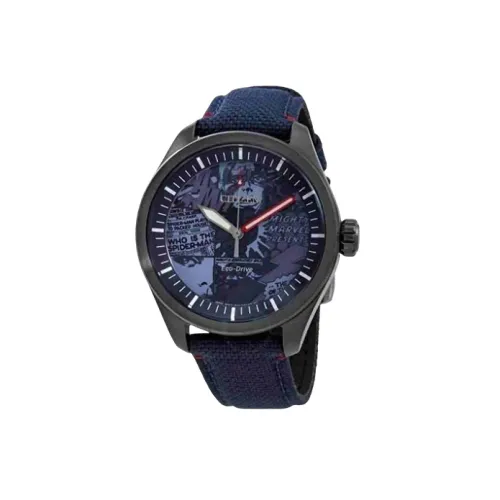 CITIZEN Кварцевый механизм Нейлоновый ремешок Мужские часы Синий циферблат AW2037 04W