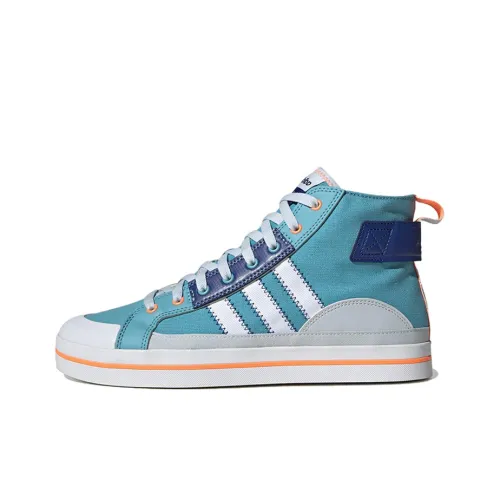 Adidas Neo City Canvas Hi противоскользящие устойчивые к истиранию MID Топ Скейтбординг Кроссовки Унисекс Синий Белый Оранжевый