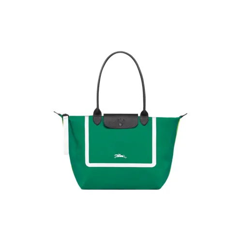 LONGCHAMP Le Pliage Collection Коровья кожа Комбинированный Тоут Сумка Сумка для покупок Сумка Сумка через плечо Большая Женская Травяной зеленый