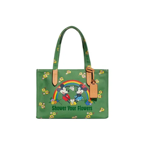 COACH Disney Коллаборация Recycled Tote Ткань Тоут Сумка Сумка для покупок Сумка Обычный Женские Зеленый
