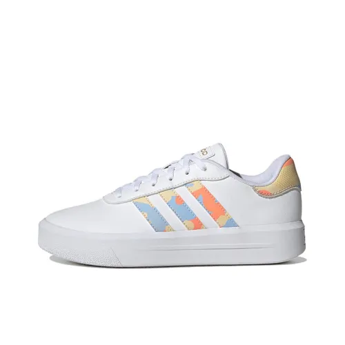 Adidas Neo Court Platform Slip Resistant Abrasion Resistant Низкие Кроссовки для скейтбординга Женские Белые Синие Оранжевые
