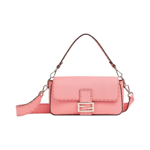 FENDI Baguette Телячья кожа Портативный Сумка через плечо Сумка на плечо Женская Розовая