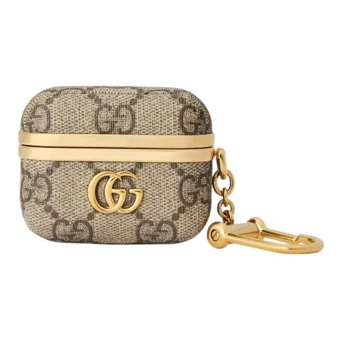 GUCCI GG Marmont Холст с кожей Защитный чехол для AirPods Pro Чехол для наушников Женские Бежевый Эбеновый