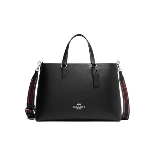 COACH Logan Песочный Кожа Сумка через плечо Сумка Большая Женская Черная