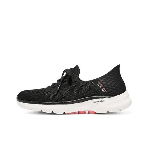 Skechers WOMEN'S GO WALK Hands Бесплатно Slip ins Широкий крой Низкий Топ Кэжуал Женский Черный Красный