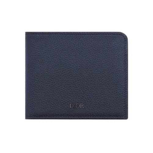 DIOR Рельефная Телячья Кожа Держатель для Карт и Кошелек Мужской Темно-Синий
