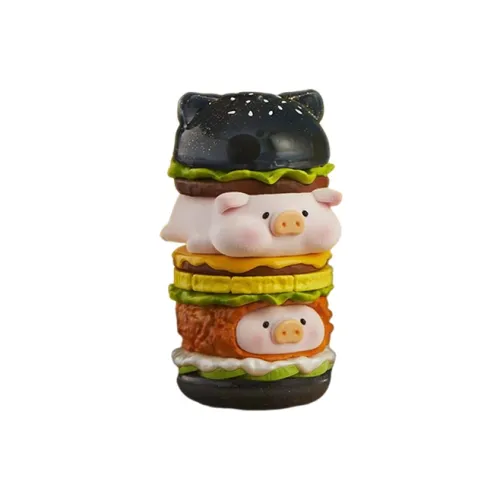 52TOYS LULU Pig LULU Pig Черный золотой Складной Бургер Прозрачный Слепой Бокс на Карточке 12 см