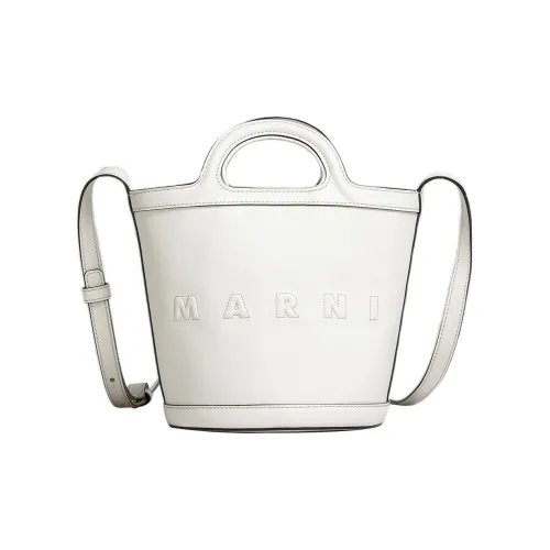 Marni TROPICALIA Телячья кожа Ведрообразная сумка Портативная сумка через плечо Маленькая сумка через плечо Женская Белая