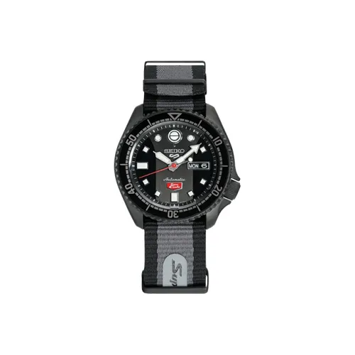 Коллекция Seiko 5 Sports Механические часы из нержавеющей стали с ремешком из нейлона унисекс черный циферблат