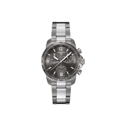 Certina Кварцевый механизм Мужские часы Часы 40 мм Серый циферблат Нержавеющая сталь Титан Корпус из нержавеющей стали