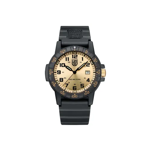 LUMINOX Turtle Collection Кварцевый механизм Мужские часы Часы 44 мм Золотой циферблат Углеродное волокно Чехол для часов Резиновый ремешок