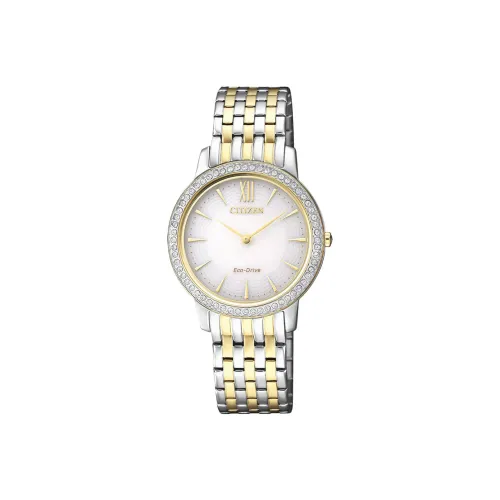 CITIZEN Ecology Drive Collection Светильник Кварцевый механизм Нержавеющая сталь Ремешок Часы Женские Белый циферблат