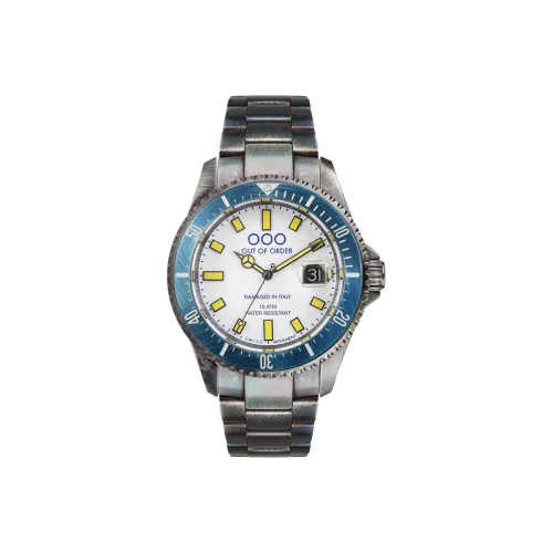 OUT OF ORDER Мужские часы Кварцевый механизм Ремешок из нержавеющей стали Белый циферблат Часы OOO.001 18.BI.BL