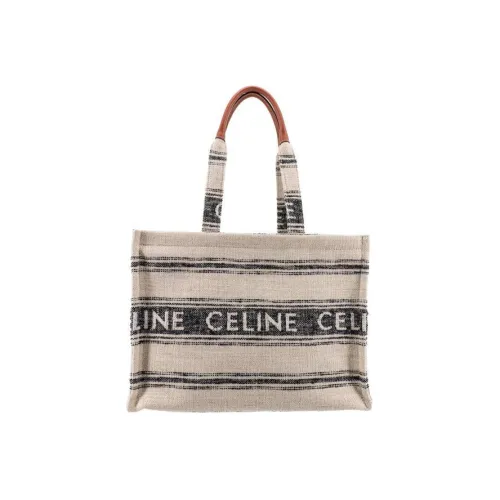 CELINE Cabas Жаккардовая ткань Тоут Сумка Сумка для покупок Сумка Женская Белая Черная