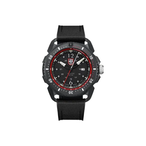 LUMINOX Кварцевый механизм Мужские часы Часы 46 мм Черный циферблат Углеродное волокно Чехол для часов Резиновый тканевый ремешок