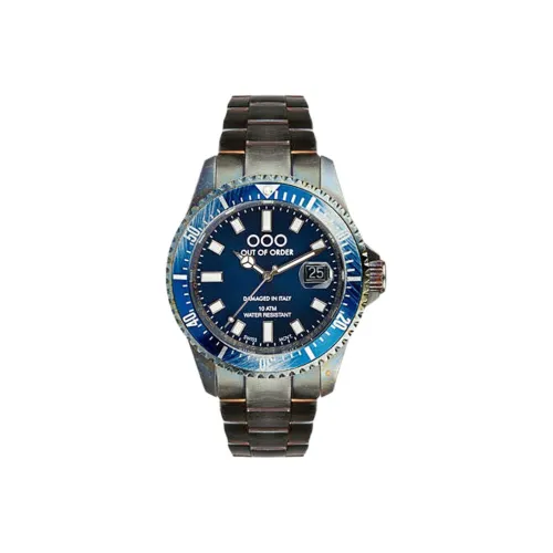 OUT OF ORDER Кварцевые часы механизм ремешок из нержавеющей стали 44 мм синий циферблат унисекс