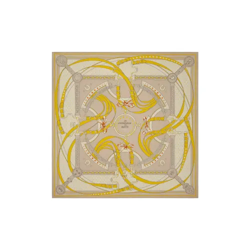 HERMES Carre Шелковый Шарф Женский Желтый