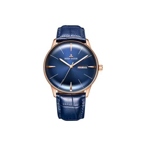REEF TIGER Автоматический Механический Механизм Мужские Часы 40мм*20мм*13мм Синий