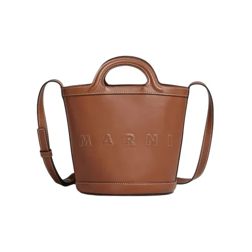 MARNI TROPICALIA Телячья кожа Ведрообразная сумка Портативная сумка через плечо Маленькая женская сумка Коричневый