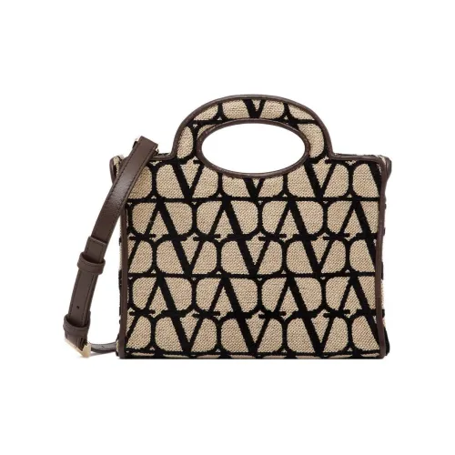 Valentino Sheepskin Ткань Tote Сумка через плечо Сумка Мини Женская Бежевая Черная