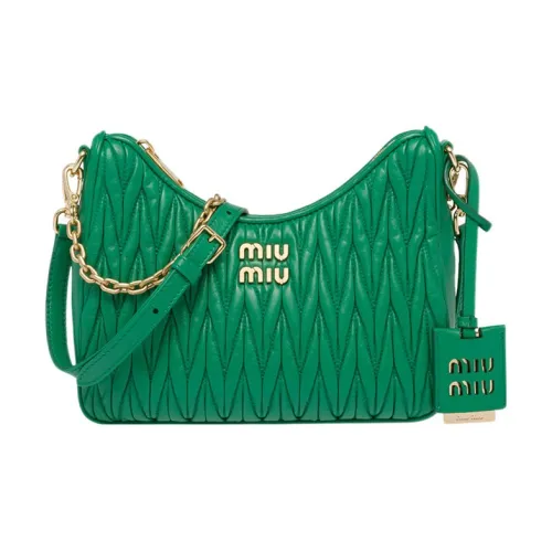 MIU MIU Soft Sheep Leather Crossbody Bag Shoulder Bag Women's Green MIU MIU Мягкая сумка из кожи овцы сумка через плечо плечевая сумка женская зеленая