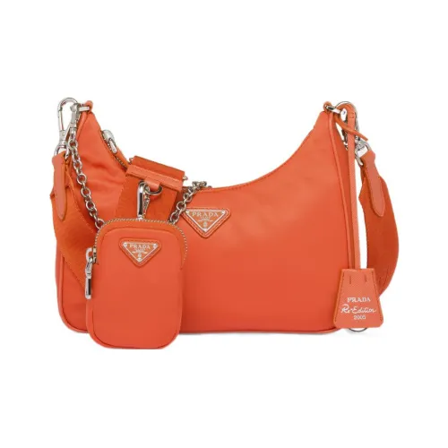 PRADA RE Edition Сумка через плечо с тканью и кожей женская оранжевая