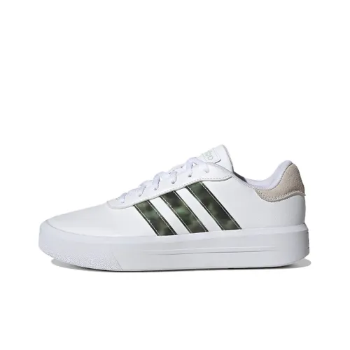 Adidas Neo Court Platform Slip Resistant Abrasion Resistant Low Топ Скейтборд Кроссовки Женские Белый Зеленый