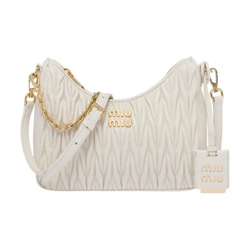 MIU MIU Matelassé Мягкий Овца Кожа Портативный Сумка через плечо Сумка на плечо Женская Белая