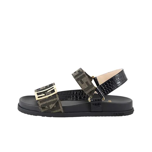 FENDI One Ремешок Сандалии Женские Черный Коричневый