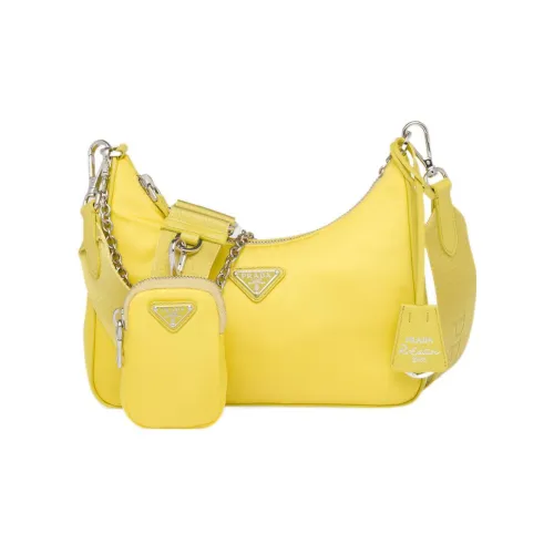 PRADA RE Edition Сумка через плечо с тканью и кожей женская зеленая Помело