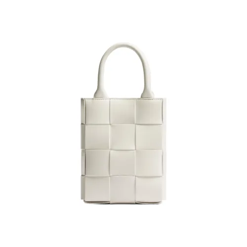 Bottega Veneta Cassette Sheepskin Tote Bag Shopping Bag Mini Women's White